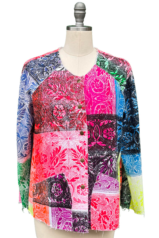 Ariel Jacket | Cotton Patchwork Print | White & Neon Multi | Small