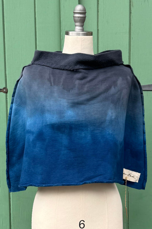 KB x Alquimie Studio Shrug | Organic Cotton French Terry | Ombre Dyed | Indigo & Charcoal Grey