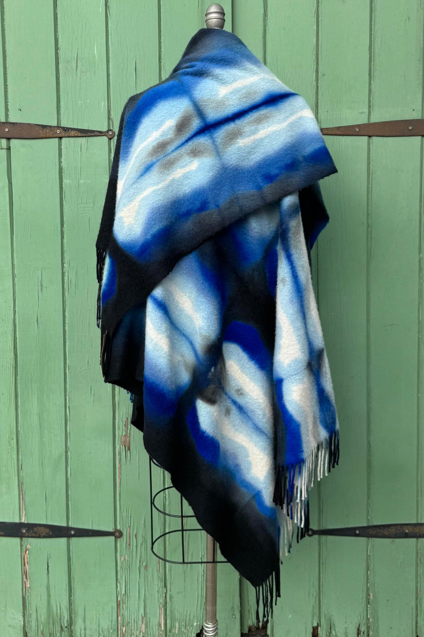 Asymmetrical Wrap Vest | Cashmere | Itajime Dyed | Blue, White & Black