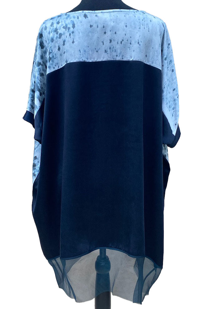 Deb Tunic w/ Organza Trim & Lace Dye Print - Grey - S/M