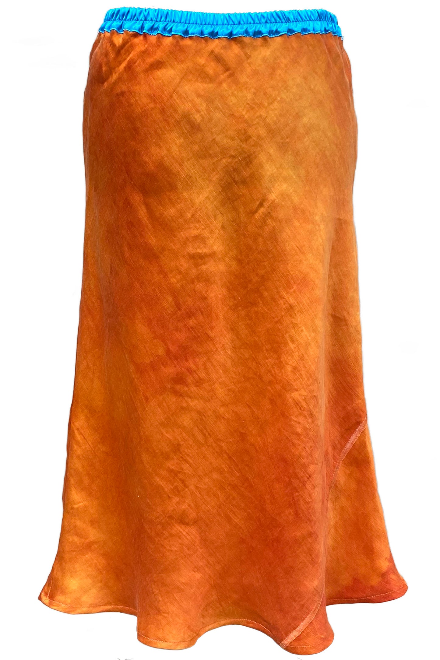 Bias Skirt w/  Painted Dye - Orange & Turquoise - Small