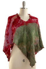 Load image into Gallery viewer, Bubble Silk Poncho w/ River Dye - Red, Pink, Green
