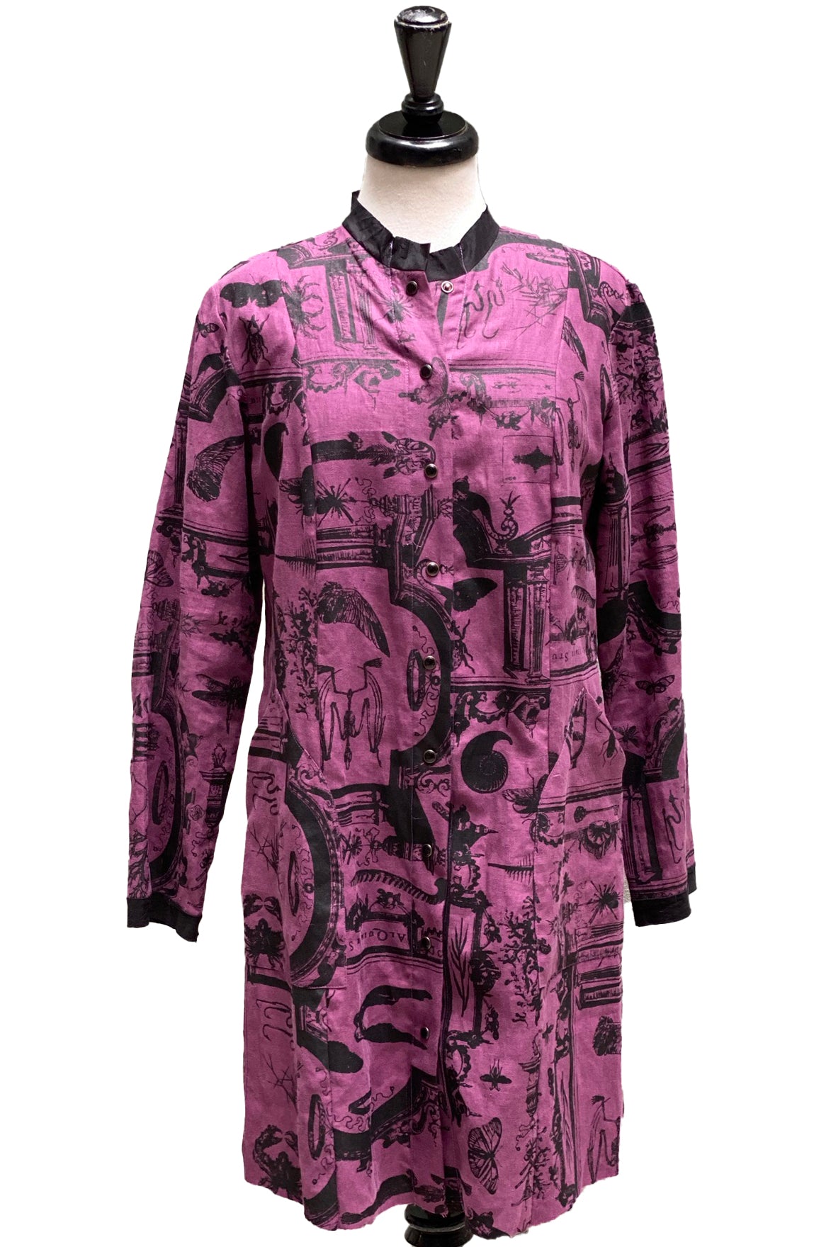 Hampton Coat in Linen w/ Cabinet of Curiosities Print - Violet - Small