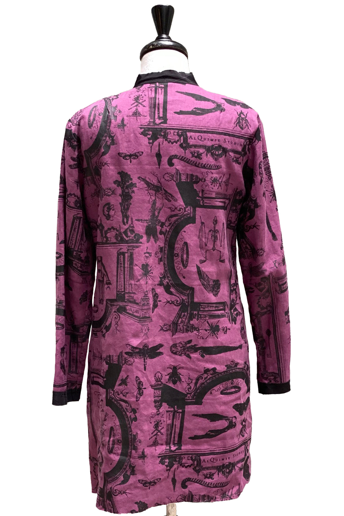 Hampton Coat in Linen w/ Cabinet of Curiosities Print - Violet - Small