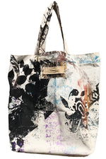 Load image into Gallery viewer, Hand Dyed &amp; Printed Canvas Tote - Chaos Print on Natural
