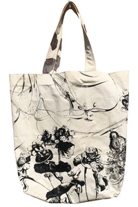 Hand Dyed & Printed Canvas Tote - Marsh Garden on Natural