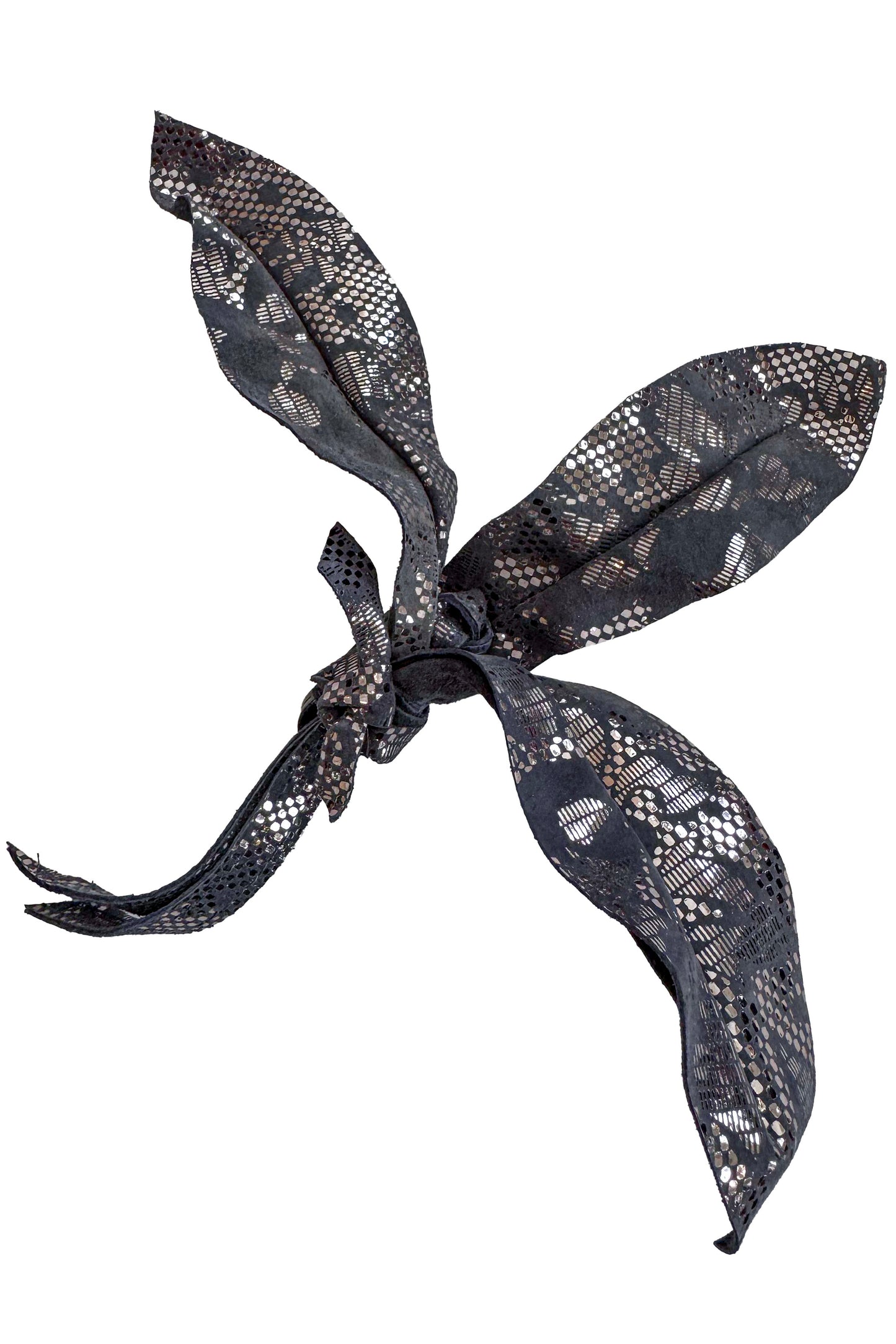 Magnetic Floral Brooch | Orchid | Leather | Charcoal Grey & Silver