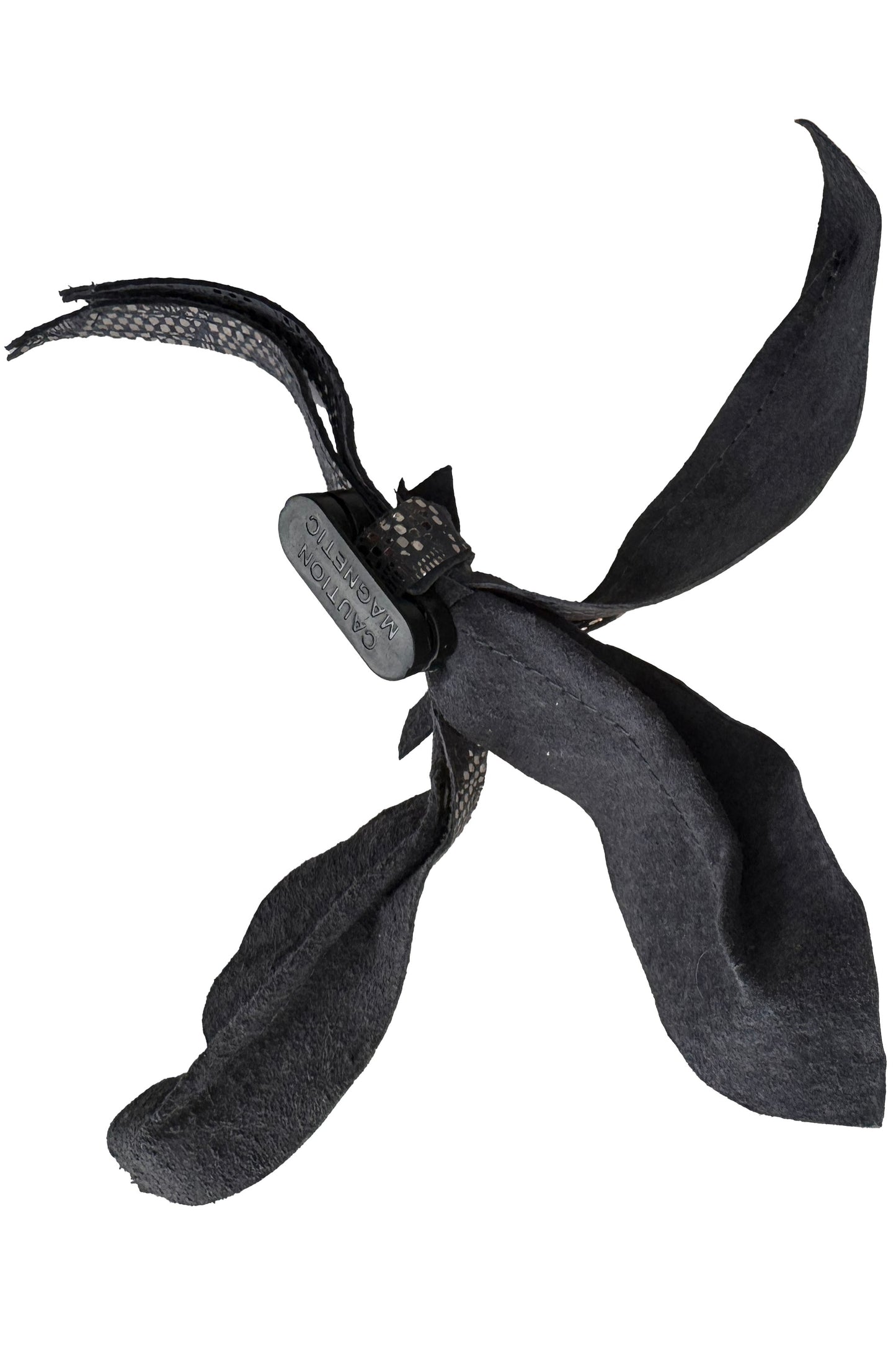 Magnetic Floral Brooch | Orchid | Leather | Charcoal Grey & Silver