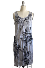Load image into Gallery viewer, Crinkle Tank Dress in China Silk w/ Azalea Print - Silver
