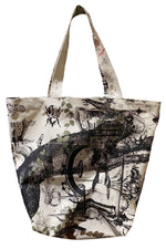 Load image into Gallery viewer, Hand Dyed &amp; Printed Canvas Tote - Natural w/ Black Rabbit
