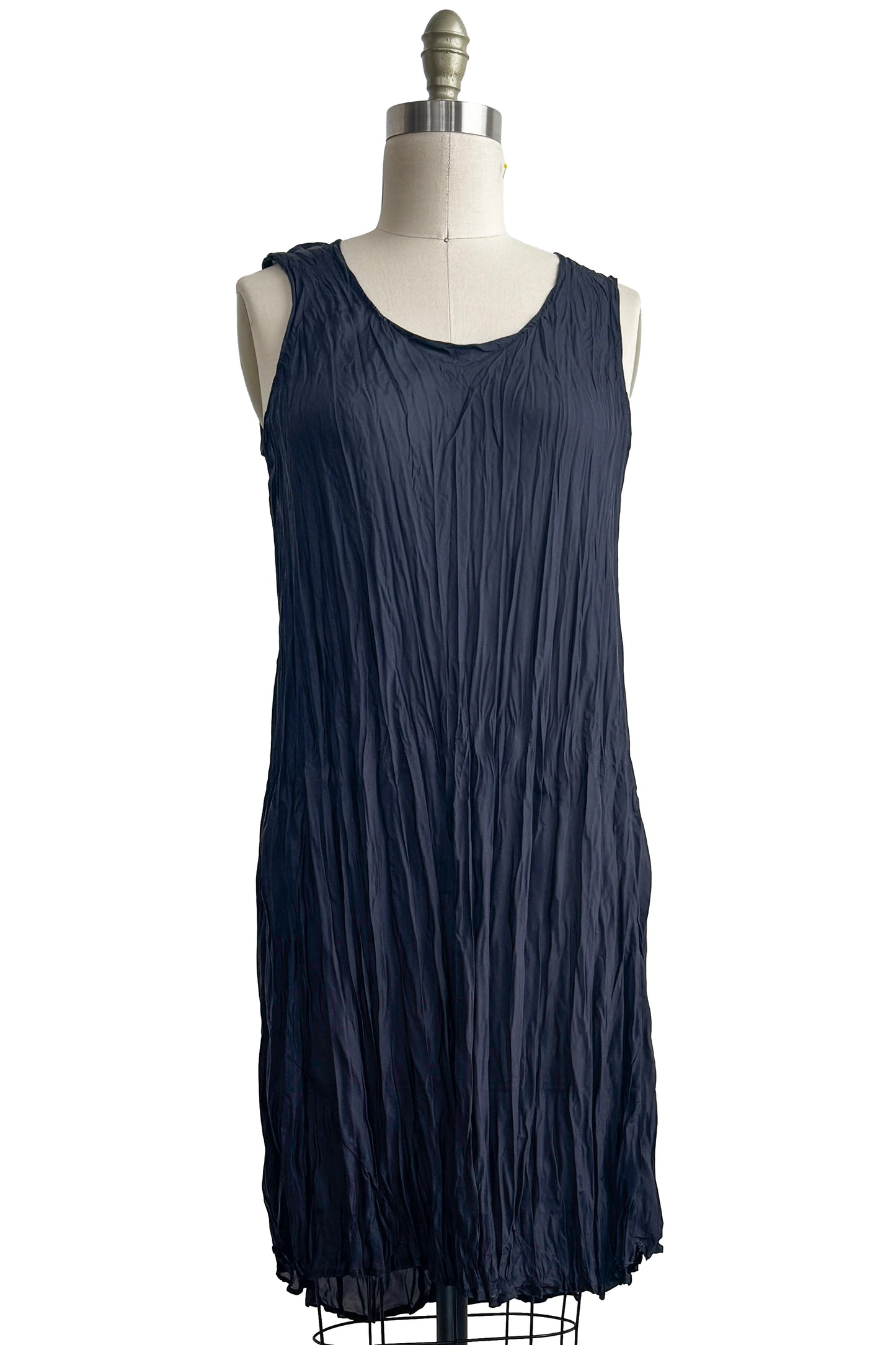 Crinkle Tank Dress | Habotai Silk | Ink