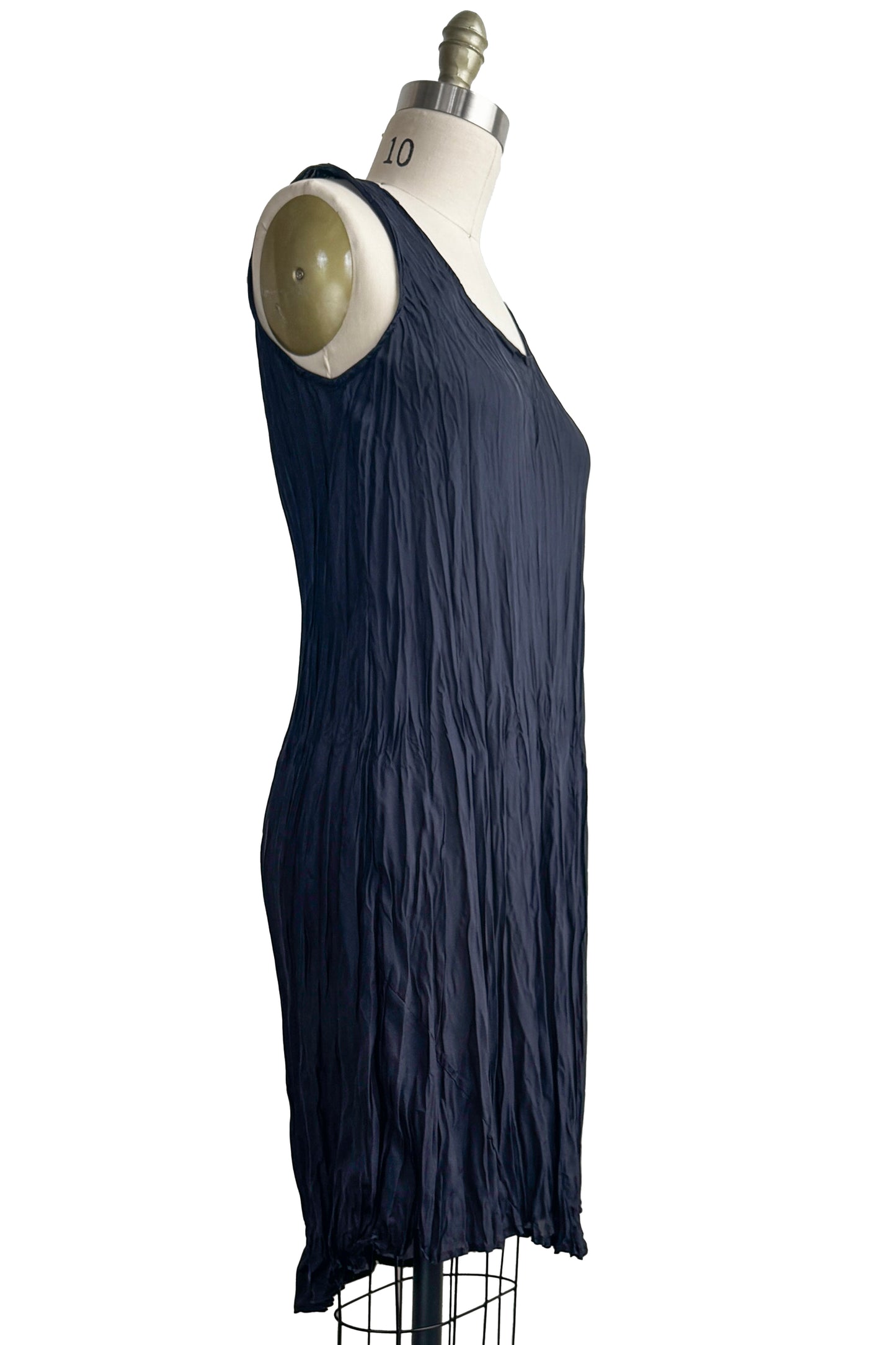 Crinkle Tank Dress | Habotai Silk | Ink