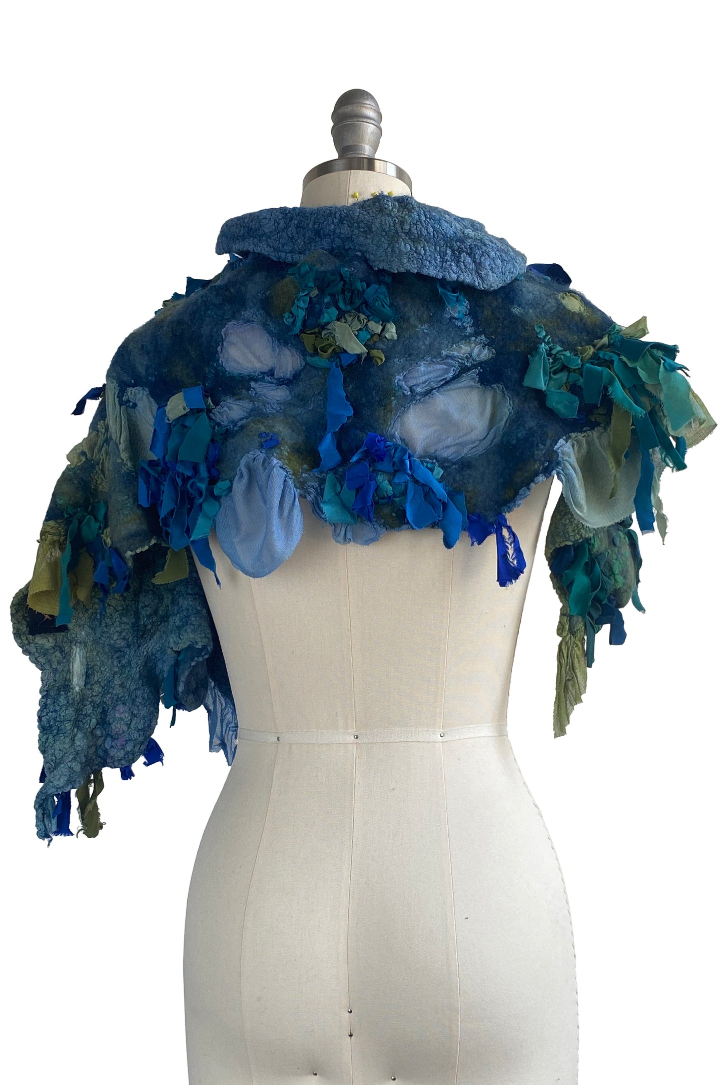 Felted Organza Shawl - Turquoise, Blue & Green