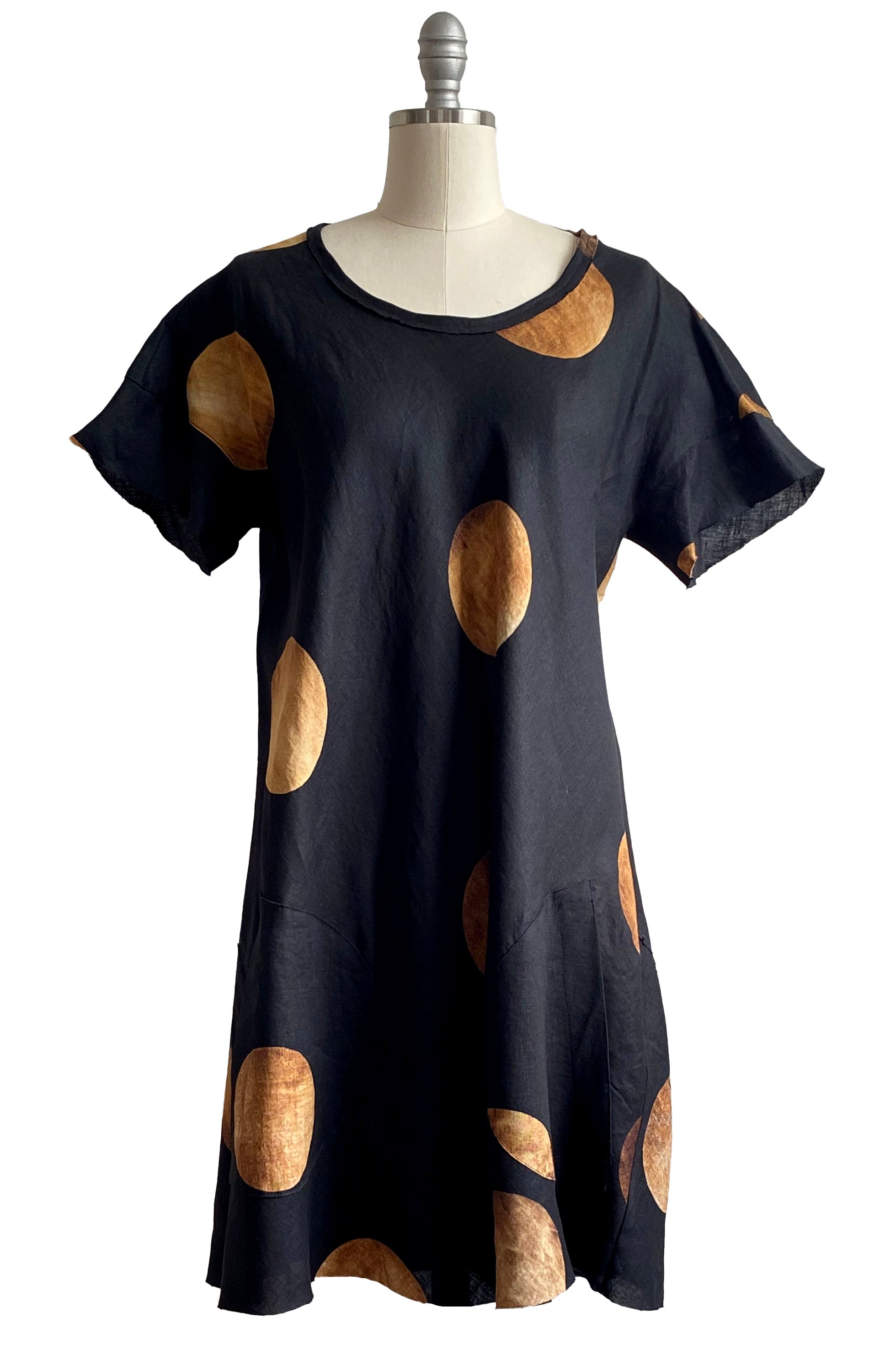 Athena Dress w/ Dot Print - Black