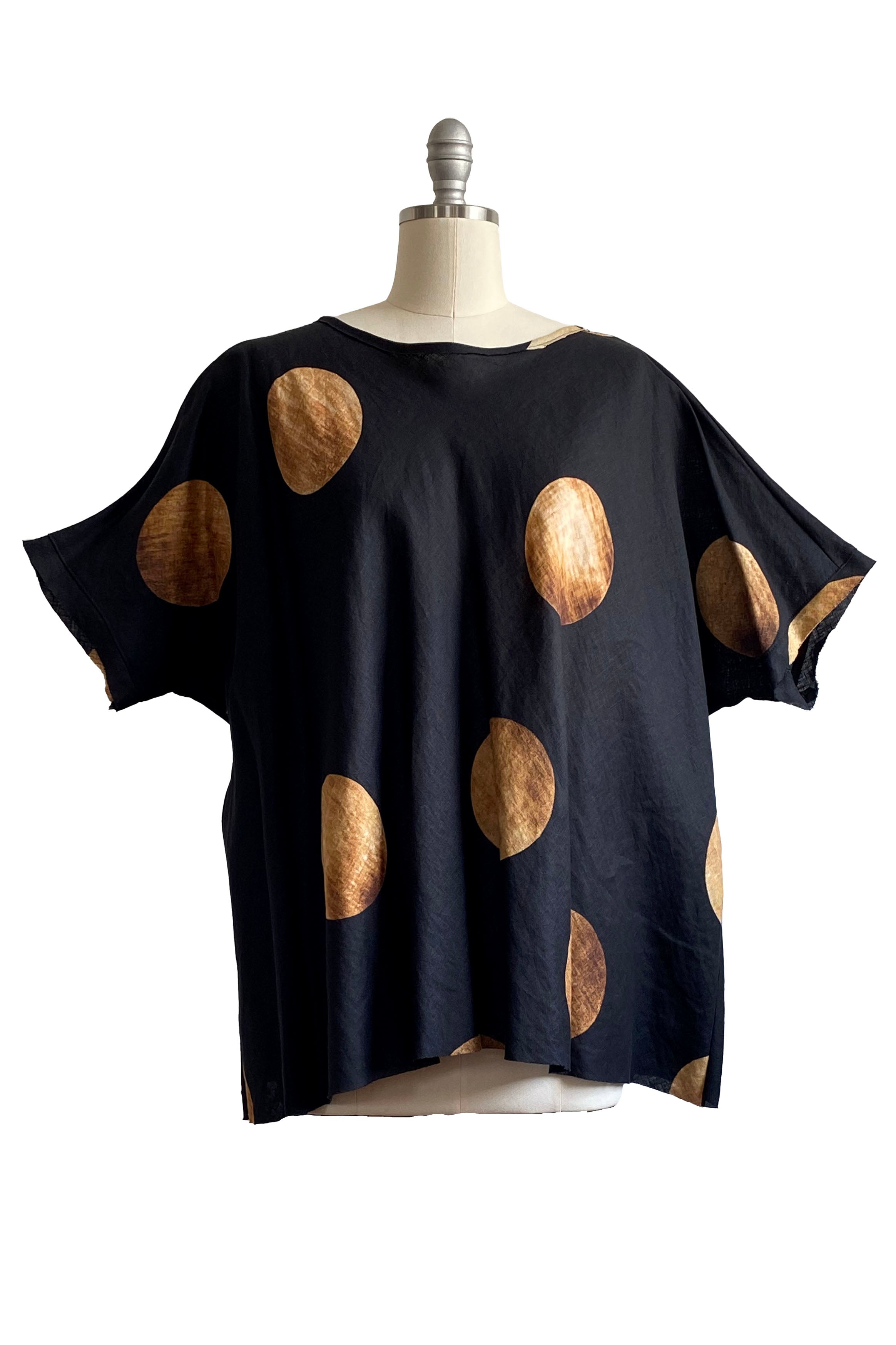 Deb Top w/ Dot Print - Black & Natural