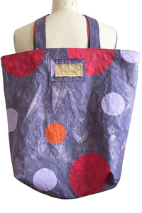 Hand Dyed & Printed Canvas Tote - Purple Dot Print