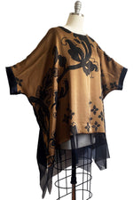 Load image into Gallery viewer, Deb Tunic w/ Organza Trim - Wallpaper Print - Black &amp; Bronze
