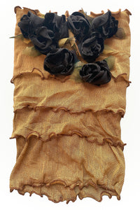 Flower Collar Headband - Tan & Black Velvet