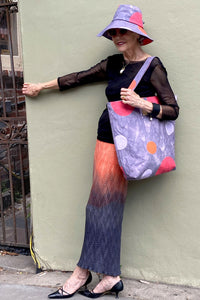Hand Dyed & Printed Canvas Tote - Orange & Gold Alligator