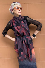 Load image into Gallery viewer, Asymmetrical Wrap Vest - Open Weave Linen w/ Bramble Print - Made to Order
