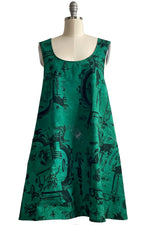 Load image into Gallery viewer, Apron Dress in Cotton - CoC Print - Emerald
