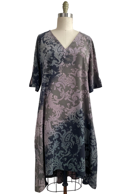 Tempest Dress in Silk w/ Wallpaper Print - Black & Natural - Small