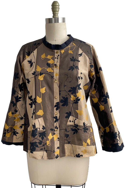 Ariel Jacket w/ Vine Print - Taupe, Black & Gold - Small