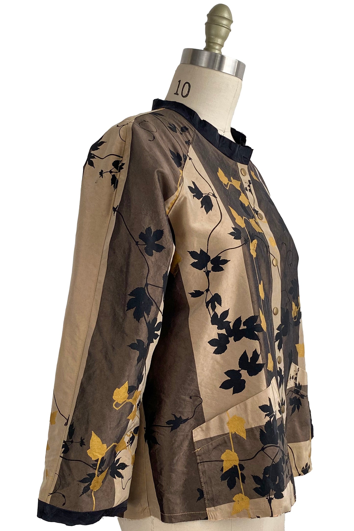 Ariel Jacket w/ Vine Print - Taupe, Black & Gold - Small