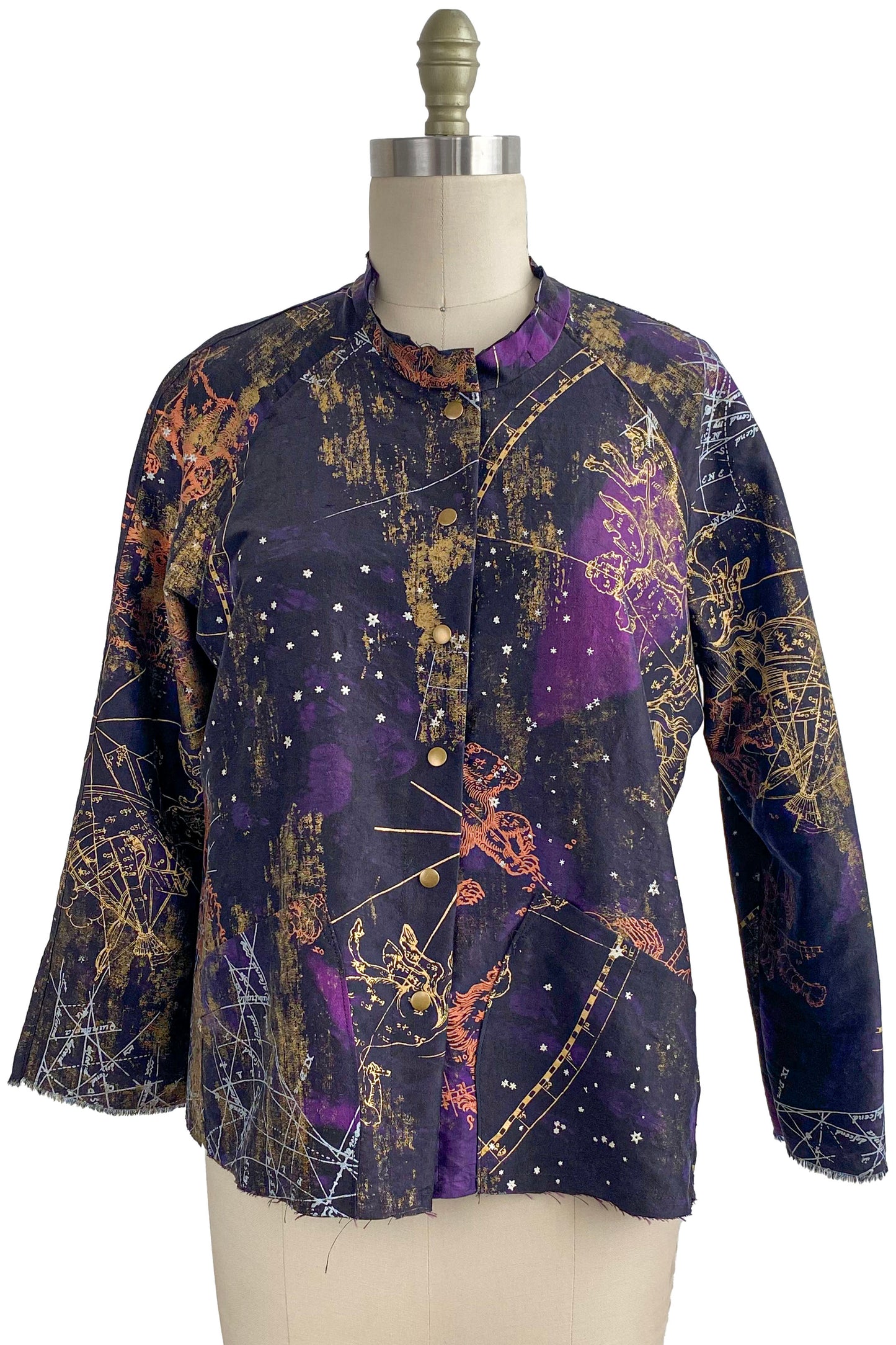 Ariel Jacket w/ Celestial Print - Black & Purple - Small