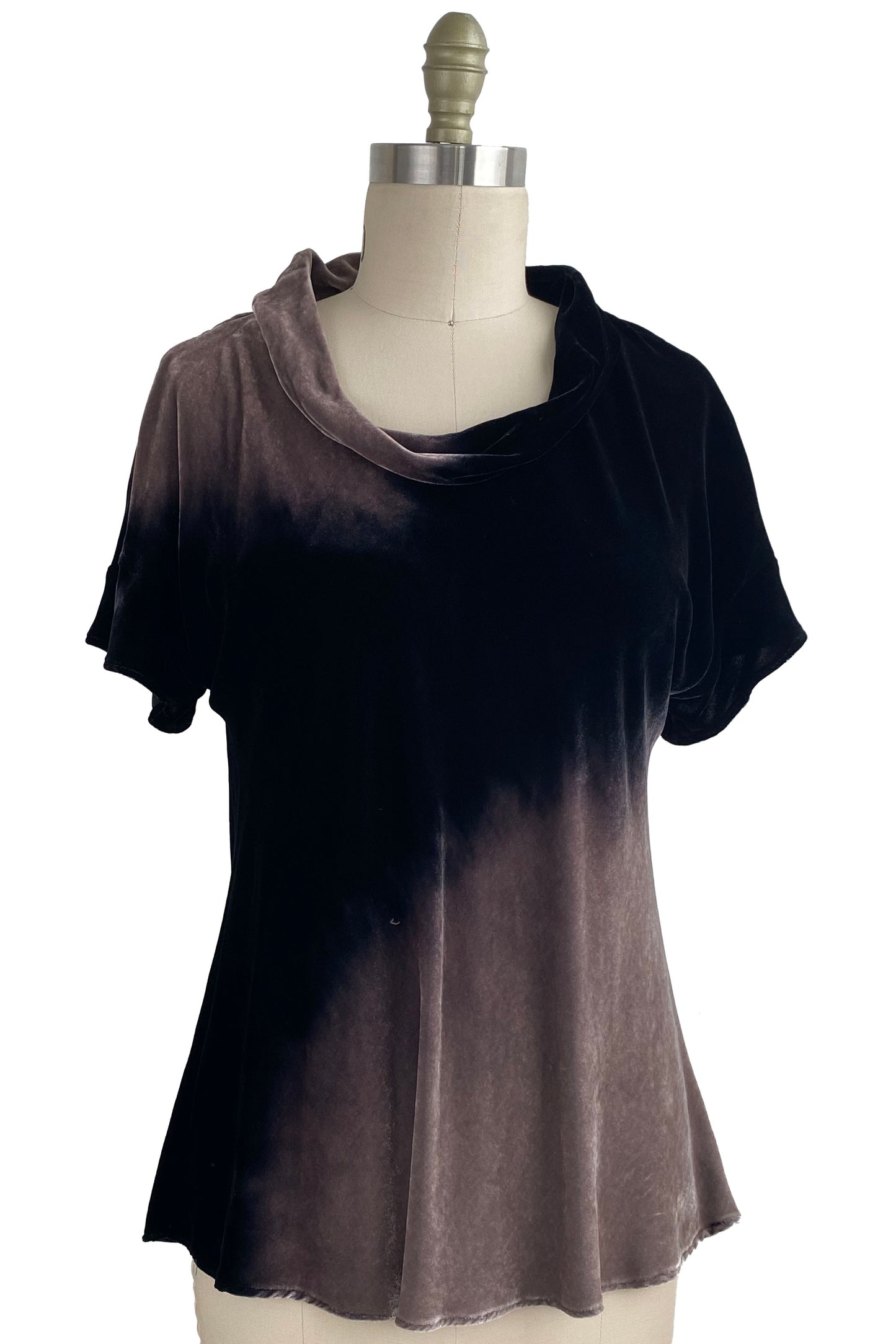 Athena Top Velvet Ombre Dye - Black & Natural - Small