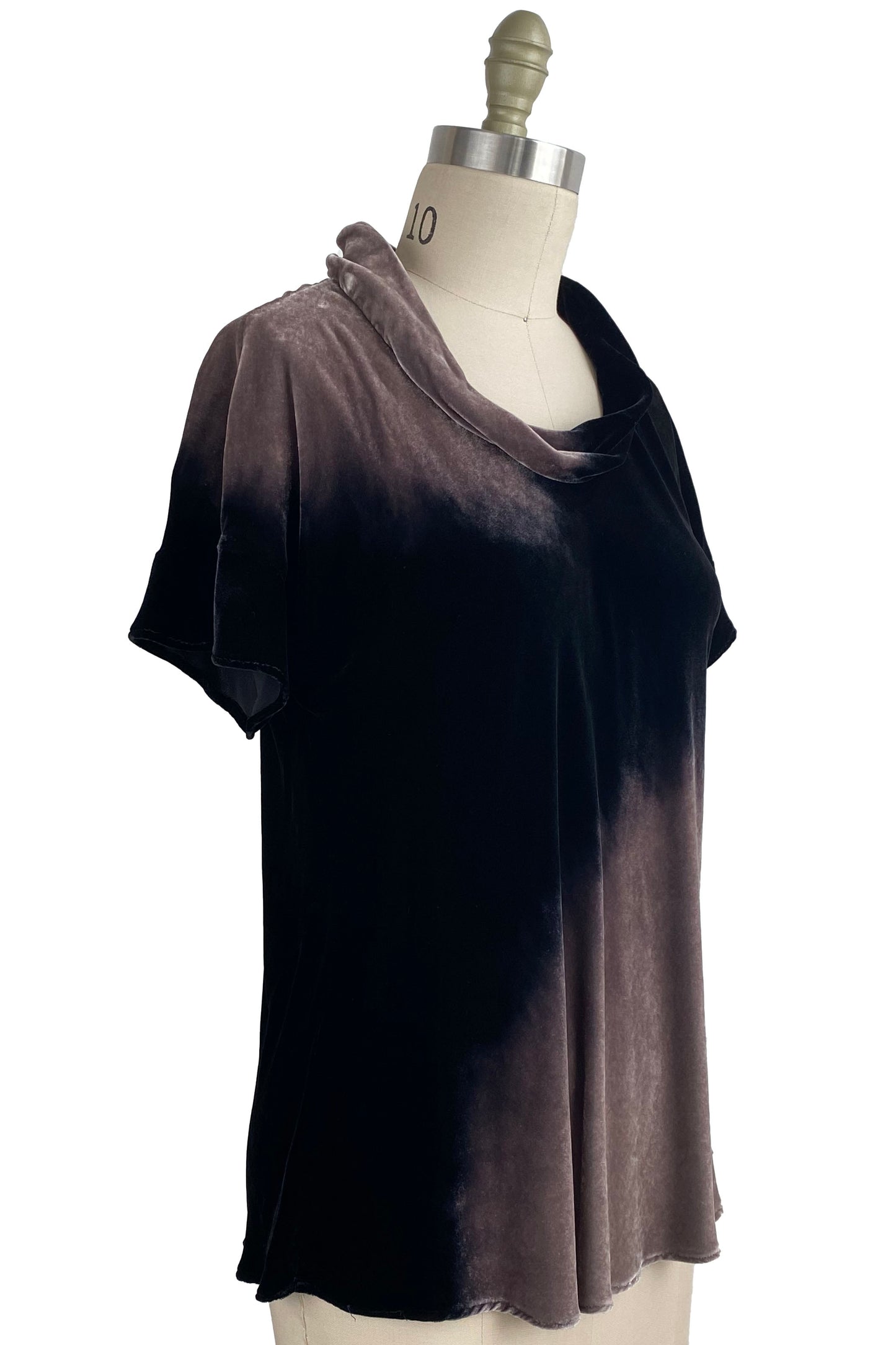 Athena Top Velvet Ombre Dye - Black & Natural - Small