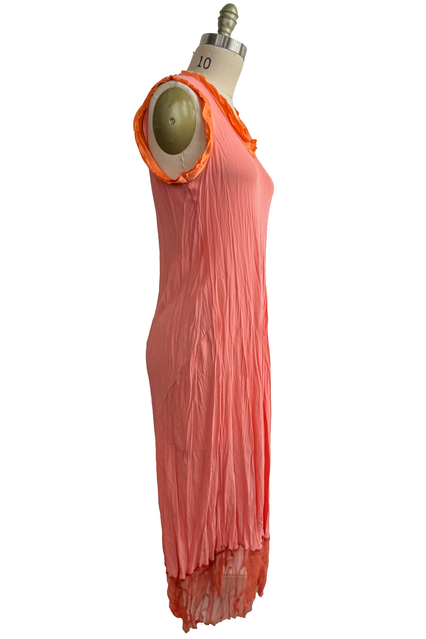 Titania Dress | Silk Crepe de Chine & Organza  | Coral | OS
