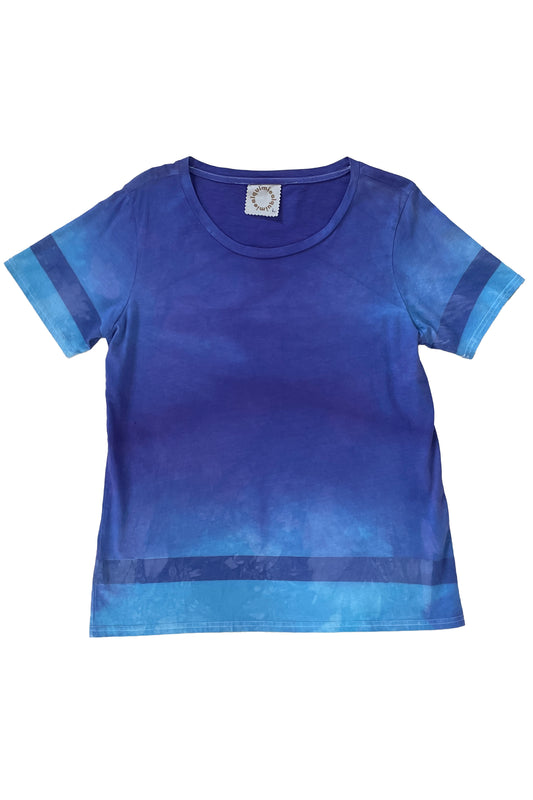 KB x Alquimie Studio T-Shirt w/ Shibori Stick Dye - Purple & Turquoise - Women's Large