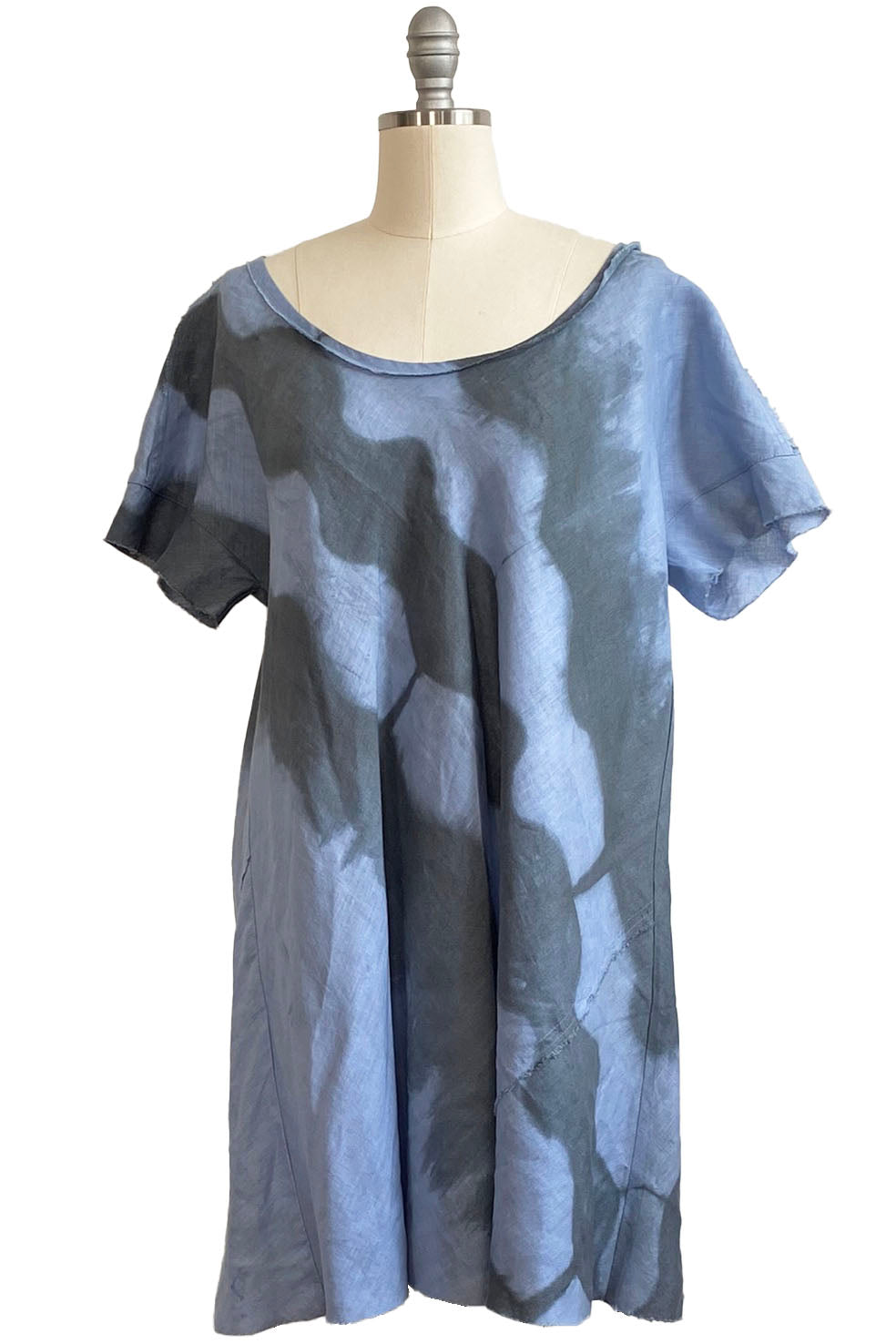 Athena Dress w/ Round Pockets - Light Blue & Grey