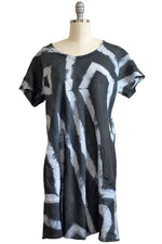 Load image into Gallery viewer, Athena Dress w/ Round Pockets - Charcoal &amp; White
