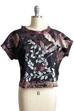 Load image into Gallery viewer, Jen Crop Top w/ Chaos Print - Black &amp; Natural w/ Leather Trim
