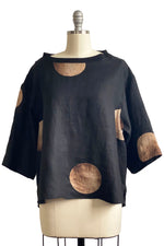Load image into Gallery viewer, Pompier Top Short w/ Moon Print - Black &amp; Natural - L
