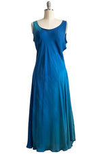 Load image into Gallery viewer, Fan Dress in Silk Georgette - Turquoise &amp; Blue - L
