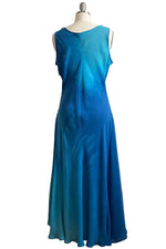 Load image into Gallery viewer, Fan Dress in Silk Georgette - Turquoise &amp; Blue - L
