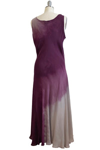 Fan Dress in Silk Georgette - Purple & Grey Ombre - L