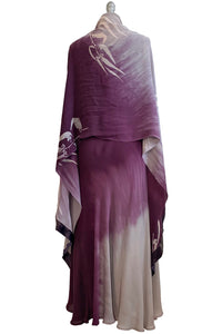 Fan Dress in Silk Georgette - Purple & Grey Ombre - L