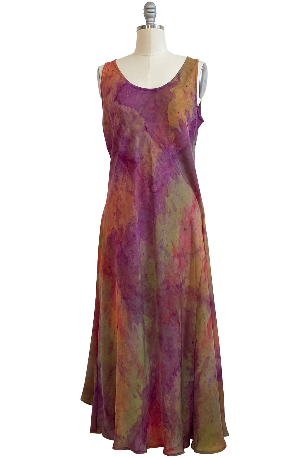 Fan Dress in Silk Georgette - Purple Painted - L