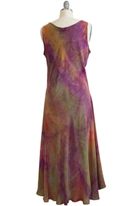 Fan Dress in Silk Georgette - Purple Painted - L