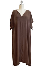 Load image into Gallery viewer, Kaftan Dress Short Sleeve -  Brown Solid
