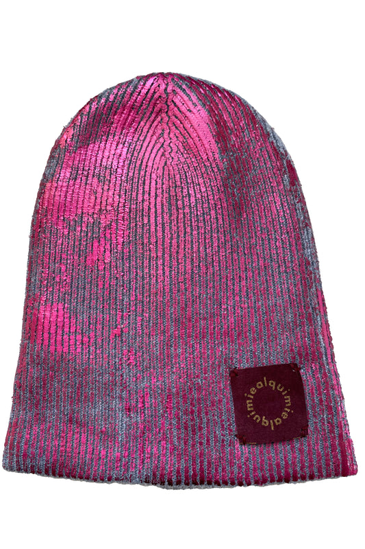 KB x Alquimie Studio Cashmere Beanie w/ Foil Print - Blue Grey & Pink