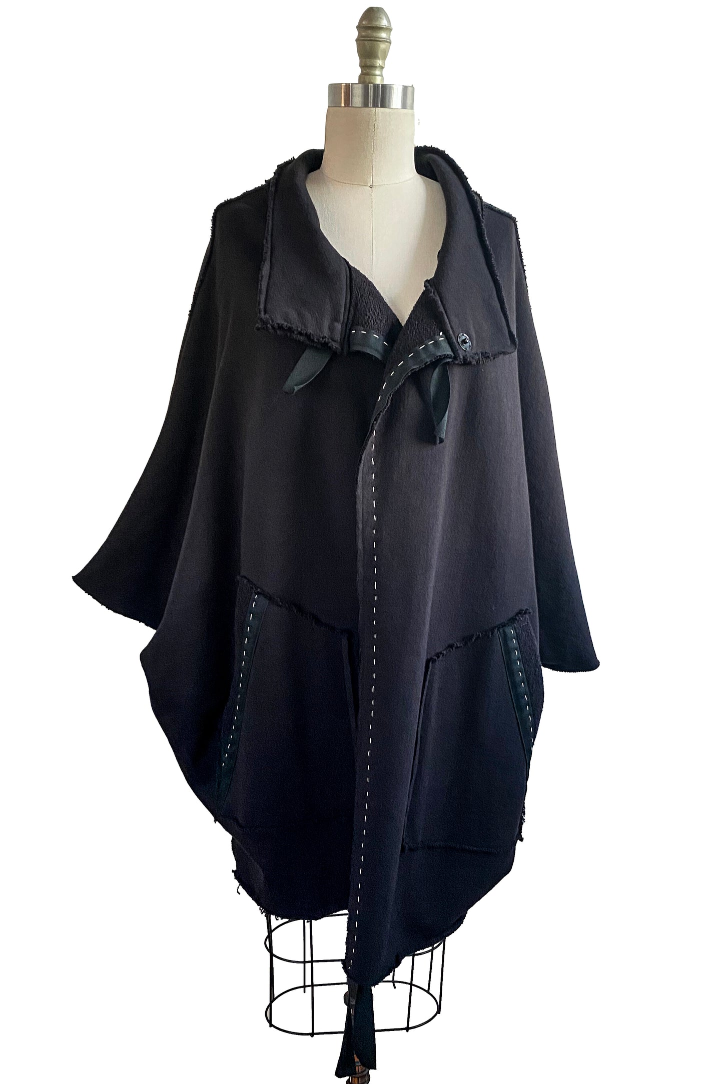 KB x Alquimie Studio Wolf Cape in Cotton Fleece - Solid Black - Medium