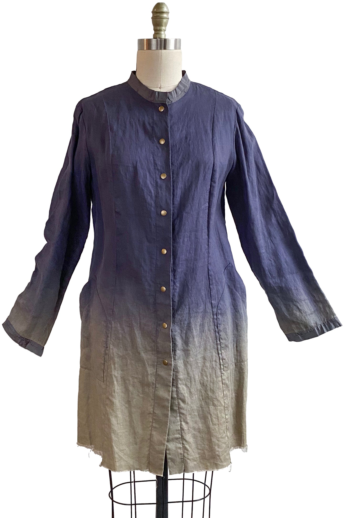 Hampton Coat | Linen | Ombre Dye | Navy & Silver | Medium