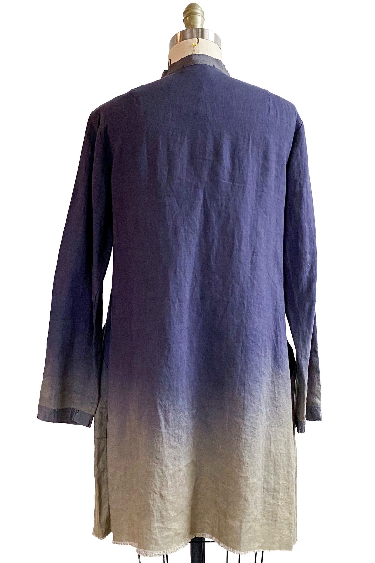 Hampton Coat | Linen | Ombre Dye | Navy & Silver | Medium