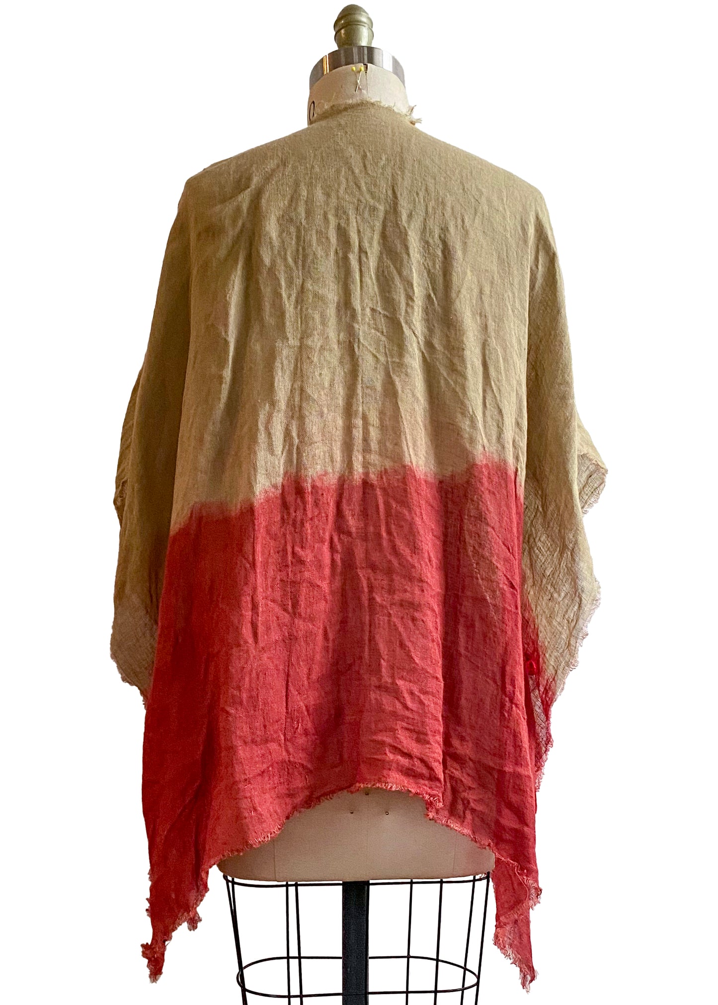 Cover-up in Linen w/ Silk Ties - Sage & Red