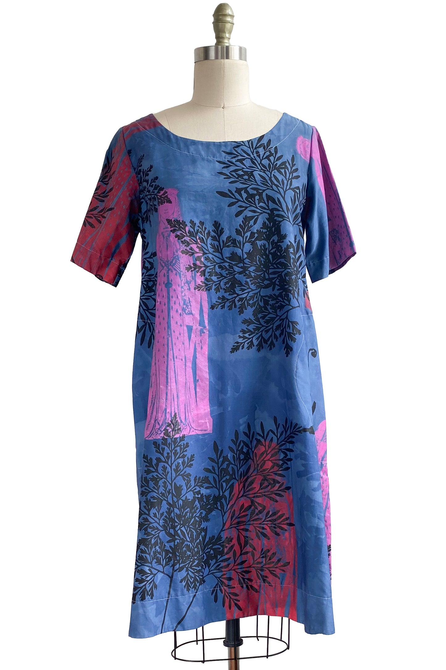 Jazzy Fest Dress w/ Fern & Saints Print - Indigo - Small